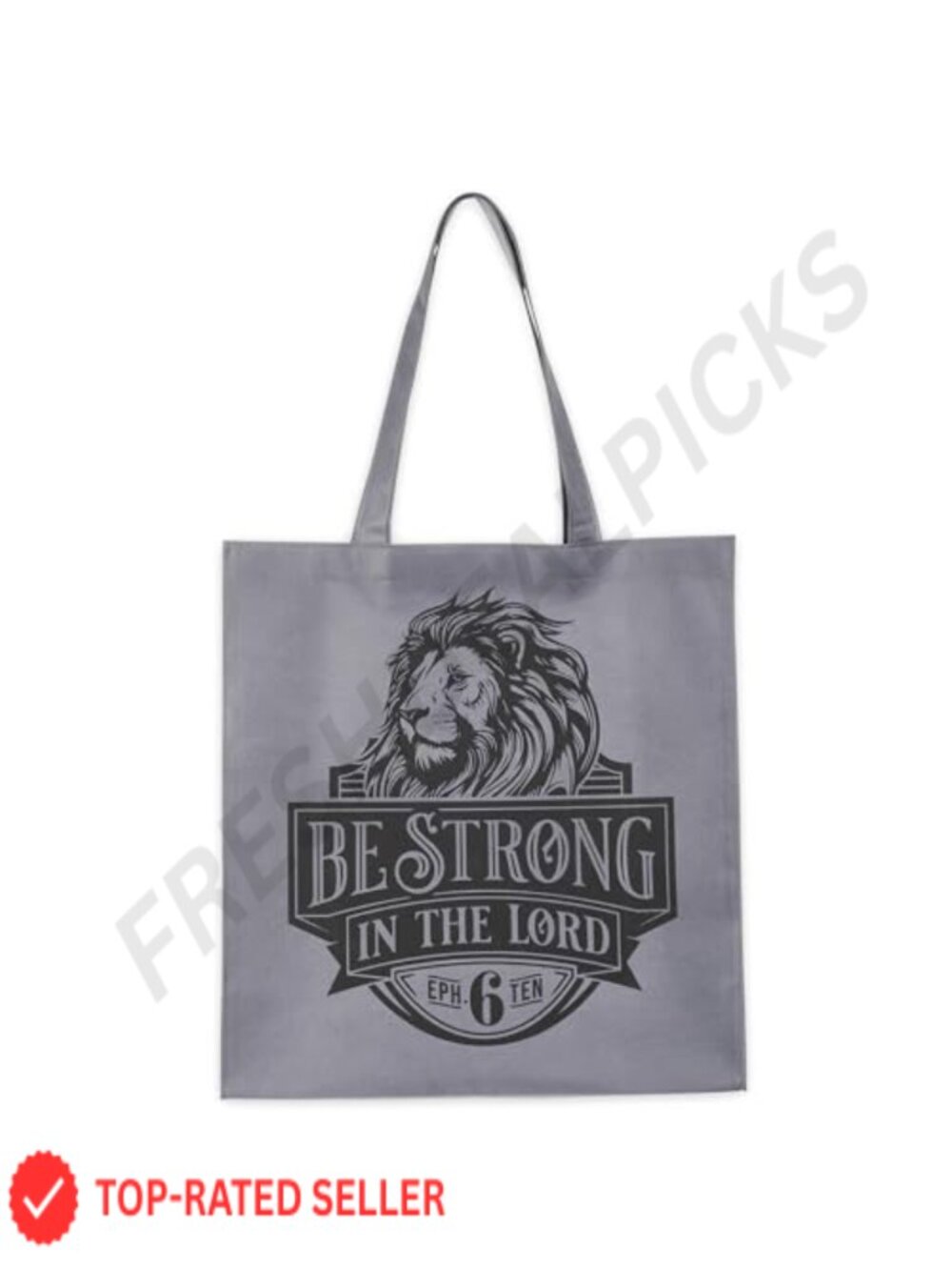 Be Strong in the Lord Reusable Shopping Tote - Large Charcoal Gray Black